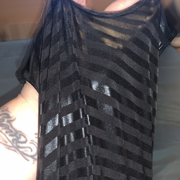 Small American Apparel Sheer Black one piece bathing suit or body suit Striped - Picture 2 of 4